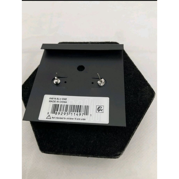 NWT Coach Silvertone Crystal Stud Earrings - Picture 3 of 4